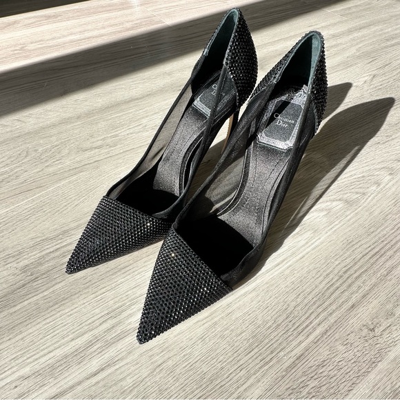 NEW Christian Dior Black Diamante Beaded and Mesh Pumps in sz 37 - Picture 1 of 10